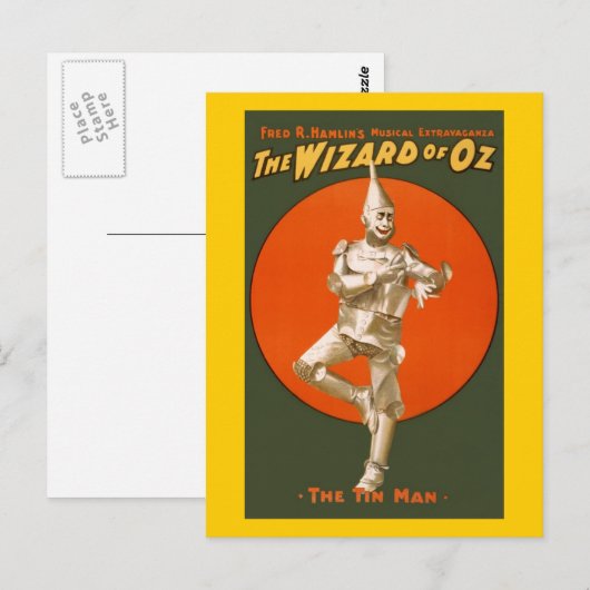 Tovenaar van het Man van Oz Tin -  muziektheater Briefkaart (Voorkant / Achterkant)