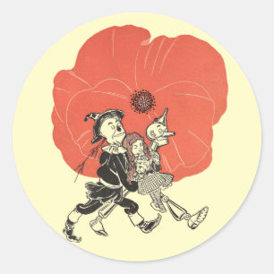 Tovenaar van Oz-antiek, Dorothy met klaprozen Ronde Sticker