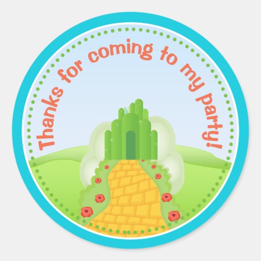 Tovenaar van Oz Birthday Party Favor Stickers (Voorkant)