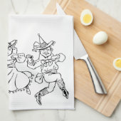  Tovenaar van Oz, Cute Dancing Munchkins! Theedoek (Quarter Fold)