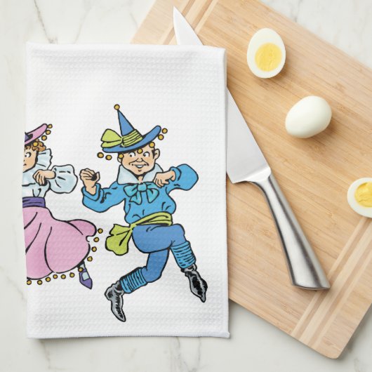 Tovenaar van Oz, Cute Dancing Munchkins! Theedoek (Quarter Fold)