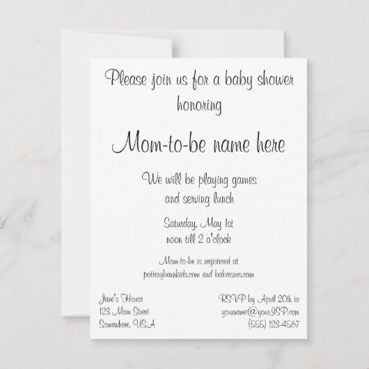 Tovenaar van Oz, de Uitnodiging van het Baby show (Achterkant)