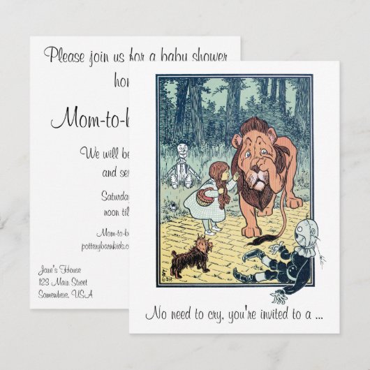 Tovenaar van Oz, de Uitnodiging van het Baby show (Voorkant / Achterkant)