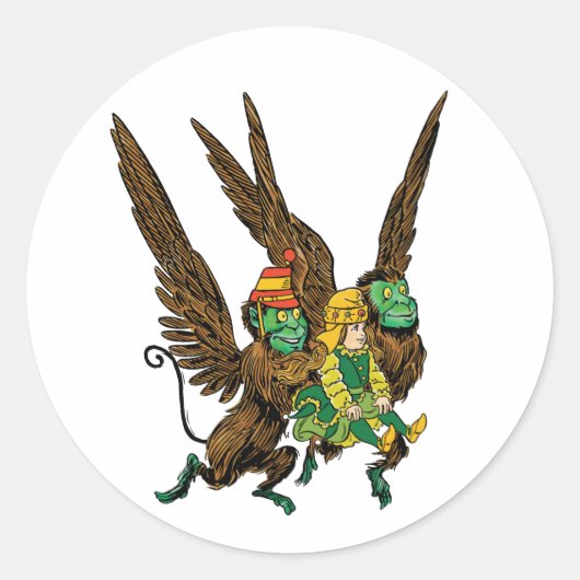  tovenaar van Oz, Dorothy, boze vliegende apen Ronde Sticker (Voorkant)