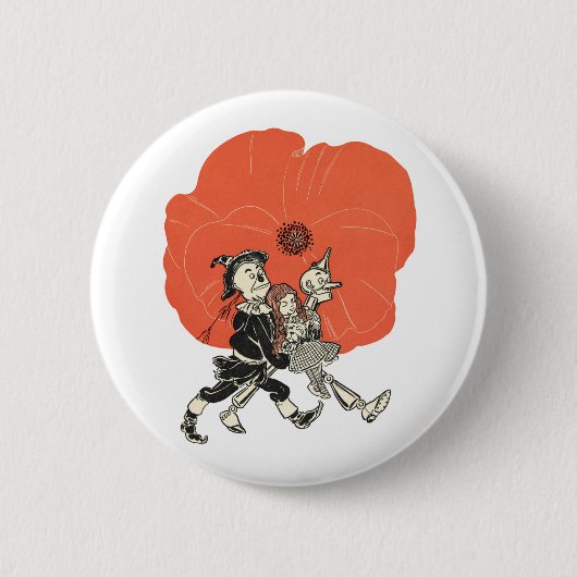 Tovenaar van Oz Dorothy en Poppies Ronde Button 5,7 Cm (Voorkant)