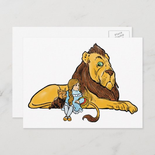 tovenaar van Oz, Dorothy en Toto met Lion Briefkaart (Voorkant / Achterkant)
