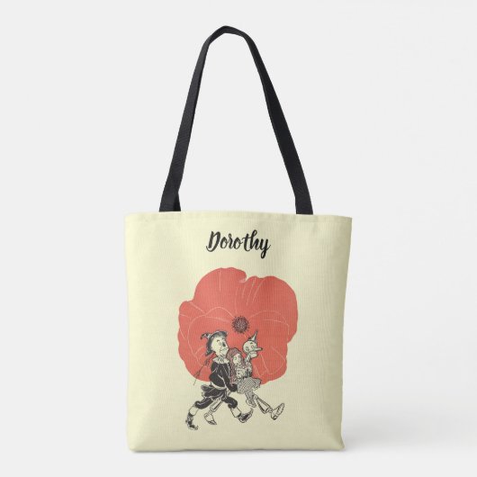  Tovenaar van Oz, Dorothy met Poppy Flowers Tote Bag (Achterkant)