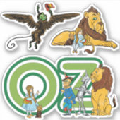  tovenaar van Oz, Dorothy, Monkey en Lion Sticker (Voorkant)