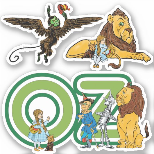  tovenaar van Oz, Dorothy, Monkey en Lion Sticker (Voorkant)
