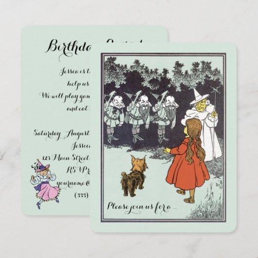  Tovenaar van Oz Dorothy Munchkins Birthday Kaart (Voorkant / Achterkant)