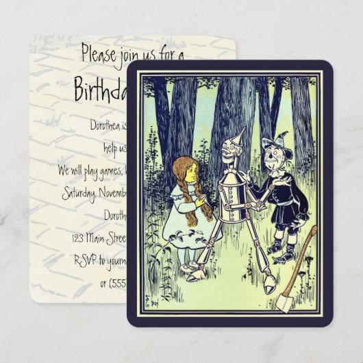  Tovenaar van Oz Dorothy Tinman Birthday Party Kaart (Voorkant / Achterkant)