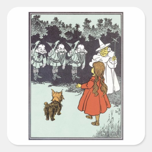  Tovenaar van Oz Dorothy Toto Glinda Munchkins Vierkante Sticker (Voorkant)