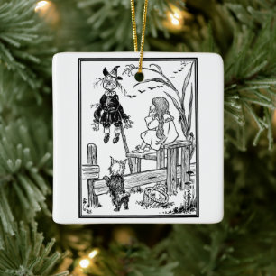 Tovenaar van Oz, Dorothy Toto ontmoet Vogelverschr Keramisch Ornament