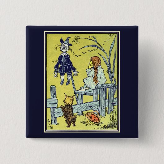 tovenaar van Oz, Dorothy Toto ontmoeten Scarecrow Vierkante Button 5,1 Cm (Voorkant)