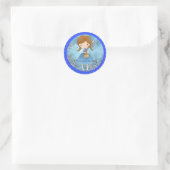 Tovenaar van Oz Dorothy/Toto op Blue Silver Glitte Ronde Sticker (Tas)