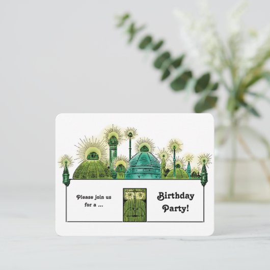  Tovenaar van Oz, Emerald City Birthday Party Kaart (Staand voorkant)