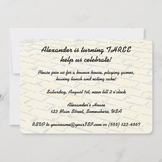 Tovenaar van Oz, Emerald City Birthday Party Kaart (Achterkant)