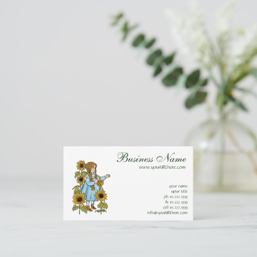 Tovenaar van Oz Fairy Tale Dorothy Sunflower Visitekaartje (Staand voorkant)