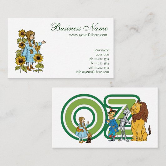 Tovenaar van Oz Fairy Tale Dorothy Sunflower Visitekaartje (Voorkant / Achterkant)