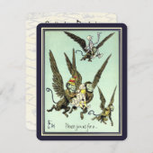  Tovenaar van Oz. Flying Monkey Party Kaart (Voorkant / Achterkant)