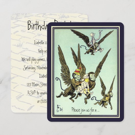  Tovenaar van Oz. Flying Monkey Party Kaart (Voorkant / Achterkant)