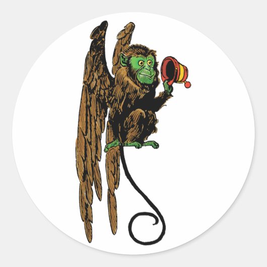  Tovenaar van Oz, het Kwaad Vliegende Monkey Pet Ronde Sticker (Voorkant)
