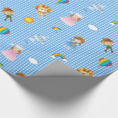 Tovenaar van Oz Karakters op Blauw en Witte Gingha Cadeaupapier (Hoek)