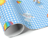 Tovenaar van Oz Karakters op Blauw en Witte Gingha Cadeaupapier (Rol Hoek)