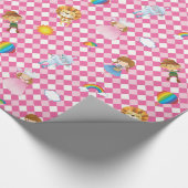 Tovenaar van Oz Karakters op Roze/Witte Harlequin Cadeaupapier (Hoek)