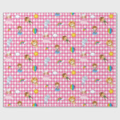 Tovenaar van Oz Karakters op Roze/Witte Harlequin Cadeaupapier (Vlak)