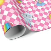 Tovenaar van Oz Karakters op Roze/Witte Harlequin Cadeaupapier (Rol Hoek)