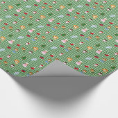 Tovenaar van Oz Kerstmis op Green/White Gingham Cadeaupapier (Hoek)