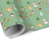 Tovenaar van Oz Kerstmis op Green/White Gingham Cadeaupapier (Rol Hoek)