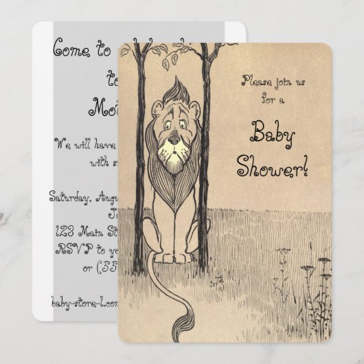  Tovenaar van Oz, laffe Lion Baby shower Kaart (Voorkant / Achterkant)