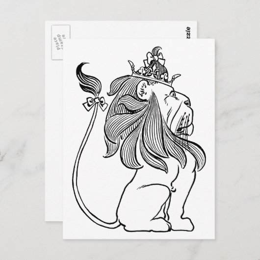 Tovenaar van Oz, laffe Lion met Kroon Briefkaart (Voorkant / Achterkant)