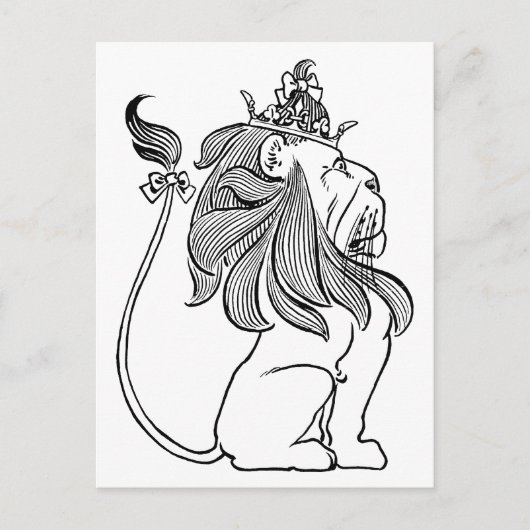 Tovenaar van Oz, laffe Lion met Kroon Briefkaart (Voorkant)