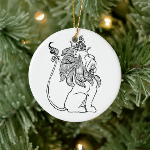 Tovenaar van Oz, laffe Lion met Kroon Keramisch Ornament