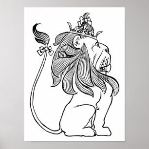Tovenaar van Oz, laffe Lion met Kroon Poster