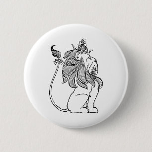 Tovenaar van Oz, laffe Lion met Kroon Ronde Button 5,7 Cm