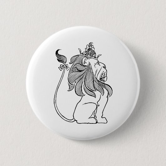 Tovenaar van Oz, laffe Lion met Kroon Ronde Button 5,7 Cm (Voorkant)