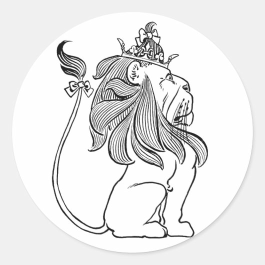  Tovenaar van Oz, laffe Lion met Kroon Ronde Sticker (Voorkant)