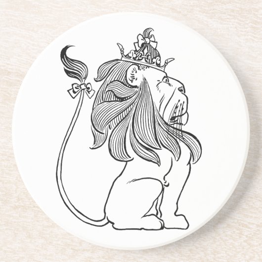 Tovenaar van Oz, laffe Lion met Kroon Zandsteen Onderzetter (Voorkant)