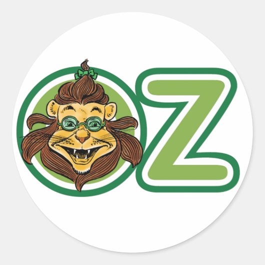 tovenaar van Oz, leeuw in de letter O Ronde Sticker (Voorkant)