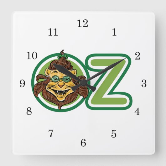  tovenaar van Oz, leeuw in de letter O Vierkante Klok (Voorkant)
