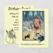 Tovenaar van Oz Lion, Boy Birthday Party Invitatio Kaart (Voorkant / Achterkant)
