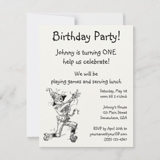  Tovenaar van Oz, Lion Boy Birthday Party Kaart (Achterkant)