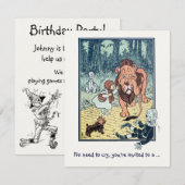  Tovenaar van Oz, Lion Boy Birthday Party Kaart (Voorkant / Achterkant)