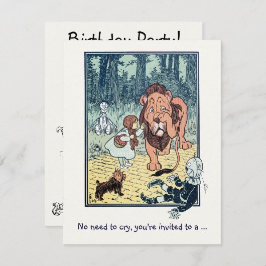  Tovenaar van Oz, Lion Boy Birthday Party Kaart (Voorkant / Achterkant)
