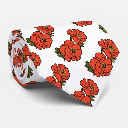 tovenaar van Oz Red Poppies in Bloom Spring Stropdas (Opgerold)