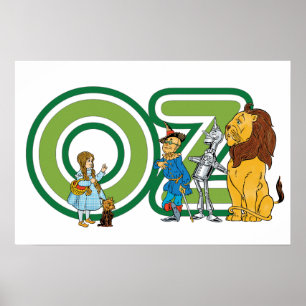 Tovenaar van Oz-tekens en tekstletters uit het ver Poster